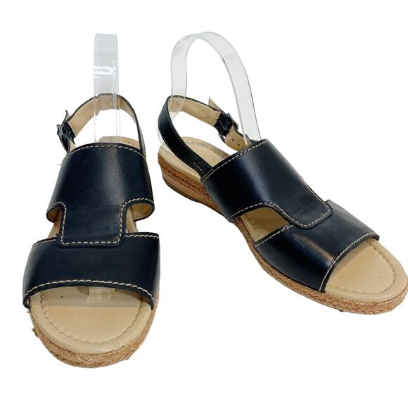 Naturalizer Womens Size 9.5 Reese Leather Espradrille Sandals Open Toe Slingback - Picture 1 of 11